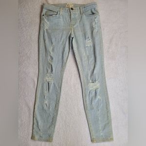 Current/Elliot The Stiletto Distressed Cropped Skinny Jeans Light Wash Size 29